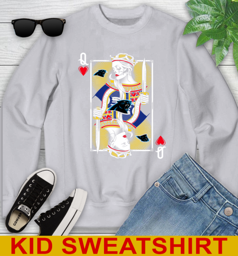 NFL Football Carolina Panthers The Queen Of Hearts Card Shirt Youth Sweatshirt 3