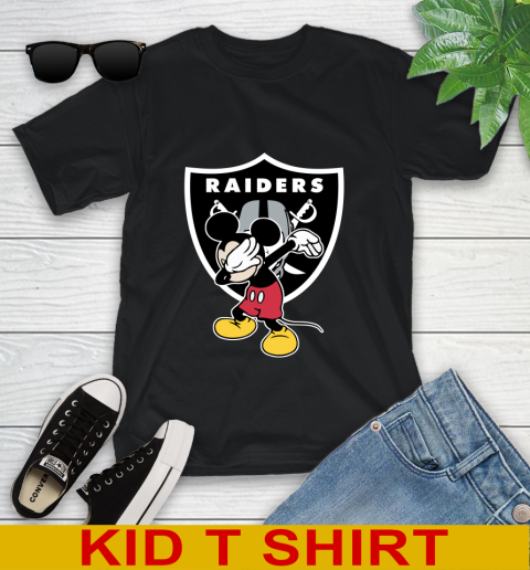 Oakland Raiders NFL Football Dabbing Mickey Disney Sports Youth T-Shirt 2
