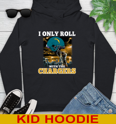 Los Angeles Chargers NFL Football I Only Roll With My Team Sports Youth Hoodie