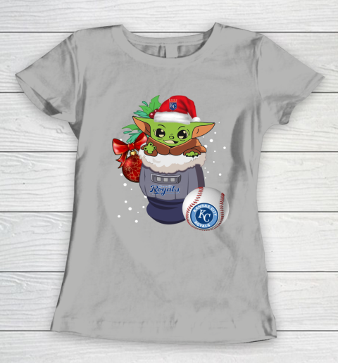 Kansas City Royals Christmas Baby Yoda Star Wars Funny Happy MLB Women's T-Shirt 11