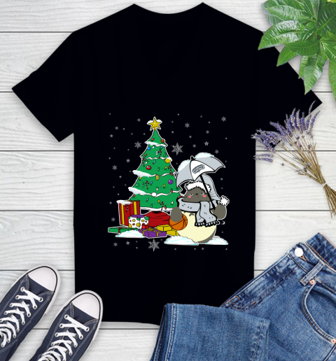 San Antonio Spurs NBA Basketball Cute Tonari No Totoro Christmas Sports Women's V-Neck T-Shirt