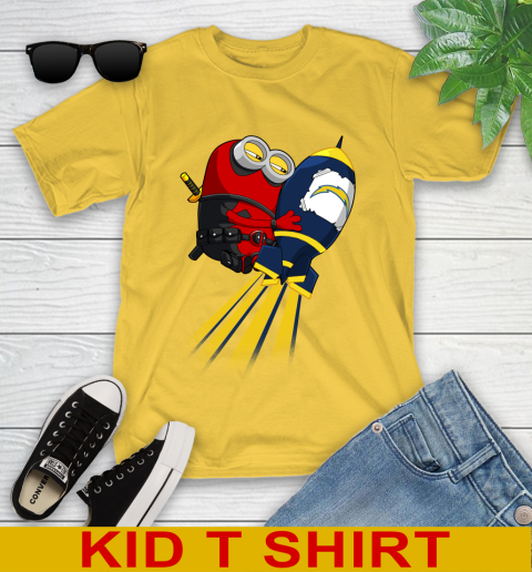 NFL Football Los Angeles Chargers Deadpool Minion Marvel Shirt Youth T-Shirt 9
