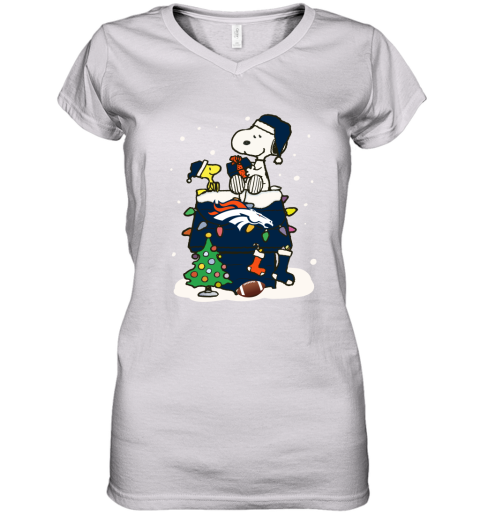 A Happy Christmas With Denver Broncos Snoopy Women's V-Neck T-Shirt