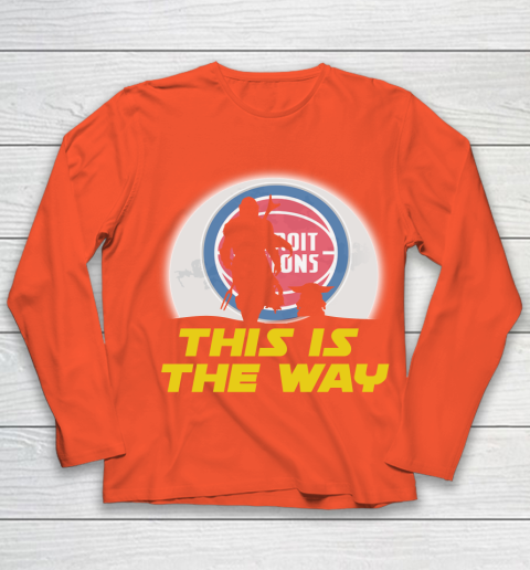 Detroit Pistons NBA Basketball Star Wars Yoda And Mandalorian This Is The Way Youth Long Sleeve 3