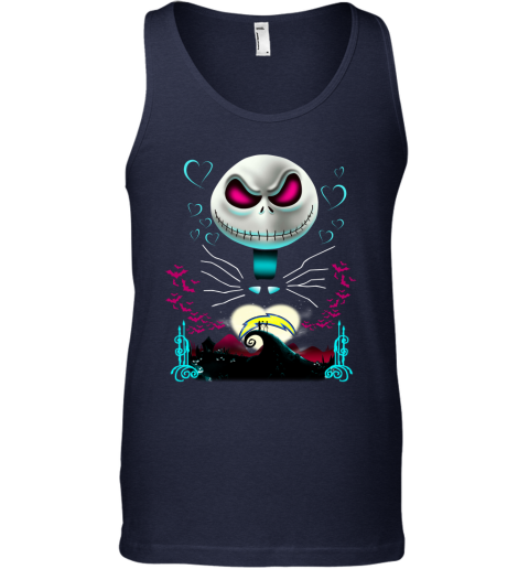 NFL Los Angeles Chargers Jack Skellington Sally The Nightmare Before Christmas Football LMxWZE77WvR unisex tank 17 95 151514 front navy