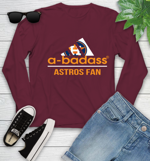 MLB A Badass Houston Astros Fan Adidas Baseball Sports Youth Long Sleeve 6