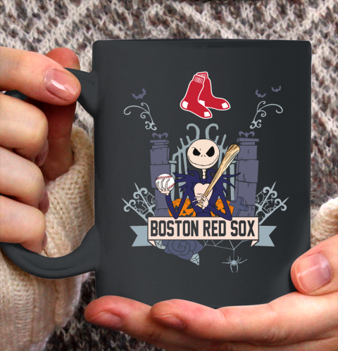 MLB Boston Red Sox Baseball Jack Skellington Halloween Ceramic Mug 11oz 2