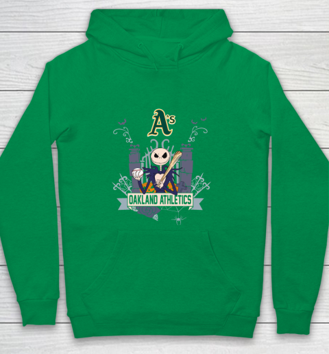 MLB Oakland Athletics Baseball Jack Skellington Halloween Youth Hoodie 4