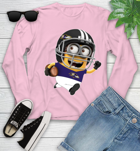 NFL Baltimore Ravens Minions Disney Football Sports Youth Long Sleeve 10
