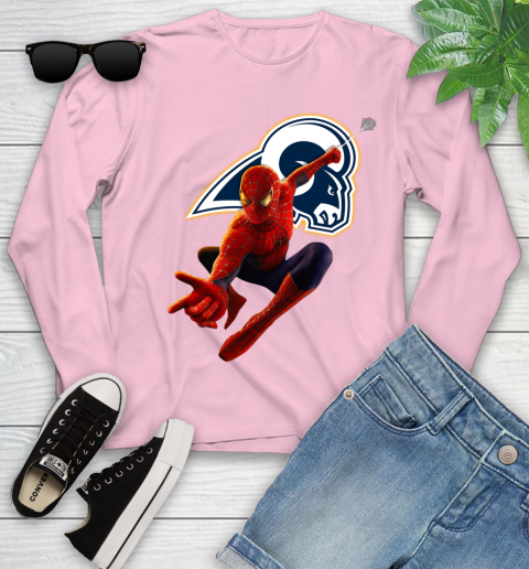 NFL Spider Man Avengers Endgame Football Los Angeles Rams Youth Long Sleeve 10