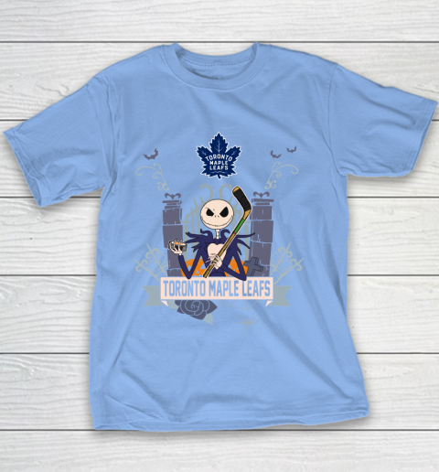 NHL Toronto Maple Leafs Hockey Jack Skellington Halloween Youth T-Shirt 8