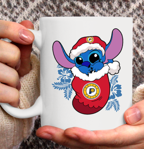 Indiana Pacers Christmas Stitch In The Sock Funny Disney NBA Ceramic Mug 11oz 2