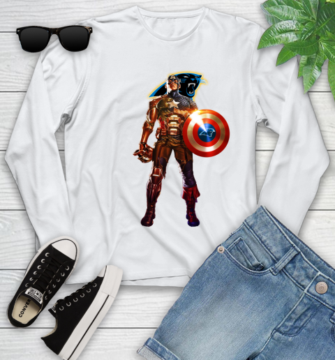NFL Captain America Marvel Avengers Endgame Football Sports Carolina Panthers Youth Long Sleeve