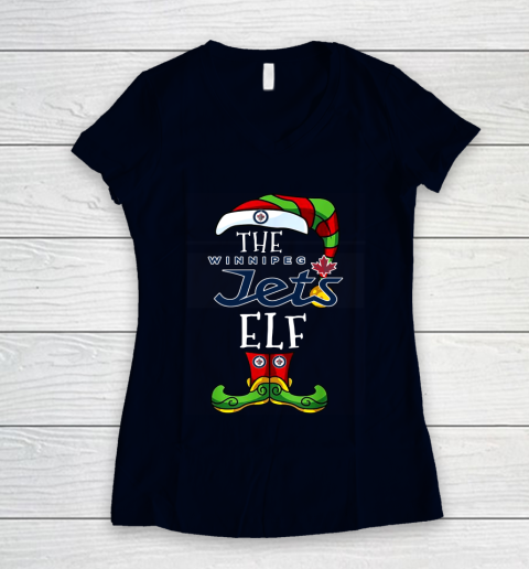 Winnipeg Jets Christmas ELF Funny NHL Women's V-Neck T-Shirt 2