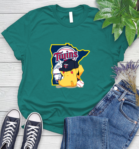 MLB Pikachu Baseball Sports Minnesota Twins Women's T-Shirt 12