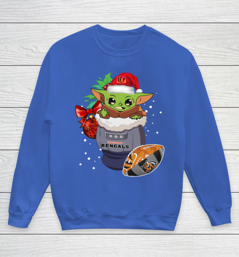 Cincinnati Bengals Christmas Baby Yoda Star Wars Funny Happy NFL Youth Sweatshirt 8