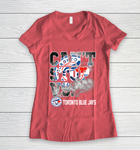 MLB Toronto Blue Jays Baseball Can't Stop Vs Blue Jays Women's V-Neck T-Shirt 4