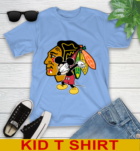 Chicago Blackhawks NHL Hockey Dabbing Mickey Disney Sports Youth T-Shirt 11