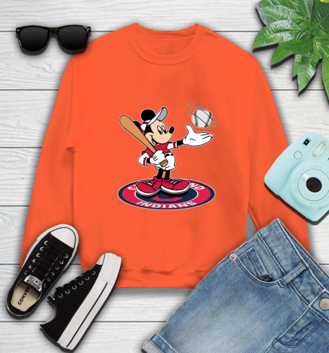 MLB Baseball Cleveland Indians Cheerful Mickey Disney Shirt Sweatshirt 4