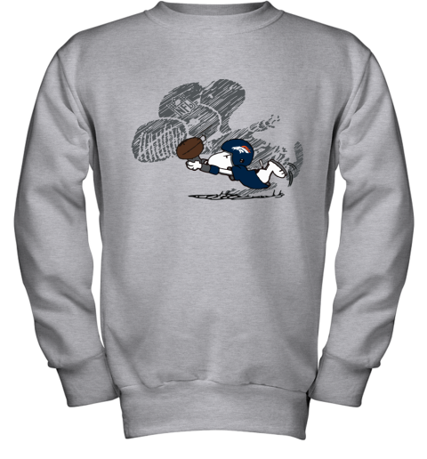 Denver Broncos Snoopy Plays The Football Game Youth Sweatshirt