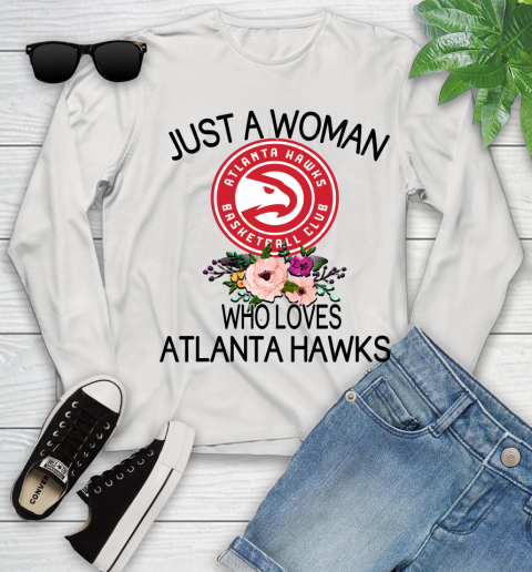 NBA Just A Woman Who Loves Atlanta Hawks Basketball Sports Youth Long Sleeve