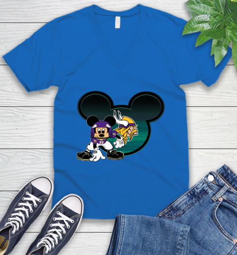 NFL Minnesota Vikings Mickey Mouse Disney Football T Shirt V-Neck T-Shirt 6