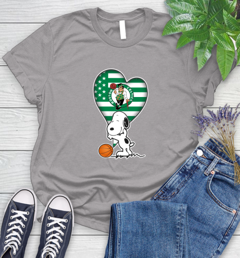Boston Celtics NBA Basketball The Peanuts Movie Adorable Snoopy Women's T-Shirt 5