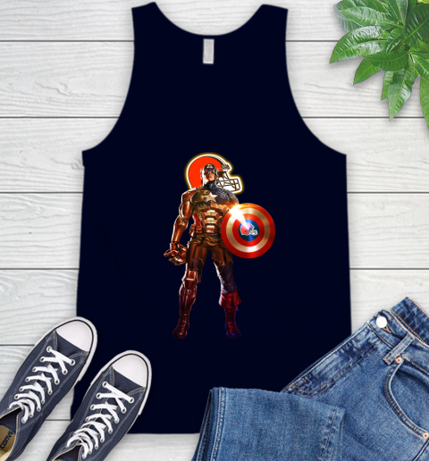 NFL Captain America Marvel Avengers Endgame Football Sports Cleveland Browns Tank Top 3