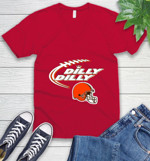 NFL Cleveland Browns Dilly Dilly Football Sports V-Neck T-Shirt 8