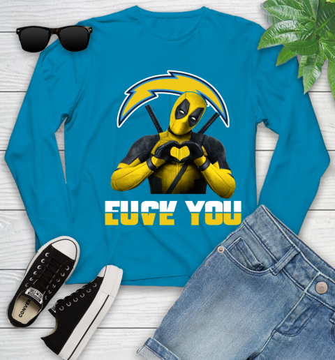 NHL San Diego Chargers Deadpool Love You Fuck You Football Sports Youth Long Sleeve 8