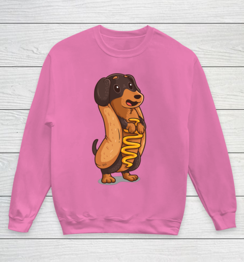 Wiener Dog Hotdog Bun Dachshund Funny Foodie Gift Hot Dog Youth Sweatshirt 3