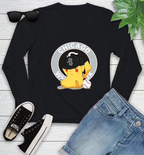 MLB Pikachu Baseball Sports Chicago White Sox Youth Long Sleeve 2