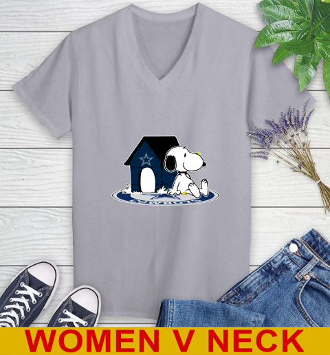NFL Football Dallas Cowboys Snoopy The Peanuts Movie Shirt Women's V-Neck T-Shirt 5