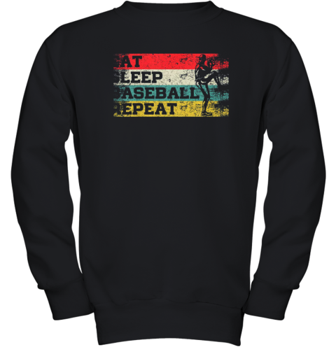 Vintage Retro Eat Sleep Baseball Repeat Funny Sport Player Youth Sweatshirt