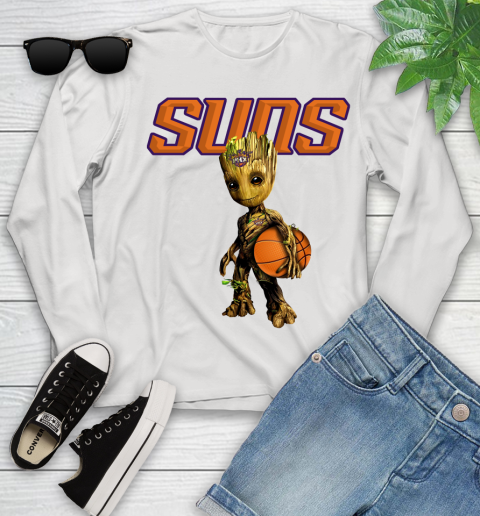 Phoenix Suns NBA Basketball Groot Marvel Guardians Of The Galaxy Youth Long Sleeve