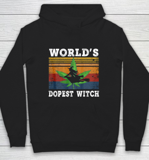 World s Dopest Witch Halloween Weed Retro Vintage Hoodie