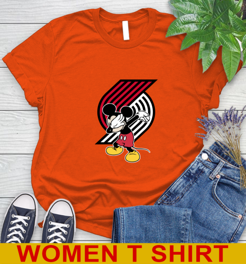 Portland Trail Blazers NBA Basketball Dabbing Mickey Disney Sports Women's T-Shirt 4