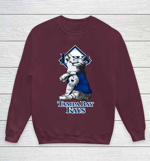 MLB Baseball My Cat Loves Tampa Bay Rays Youth Sweatshirt 4