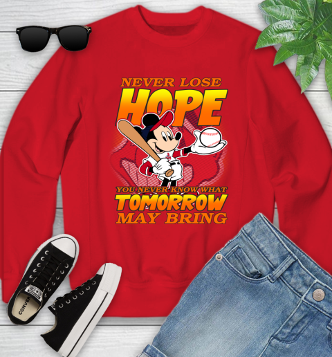 Cleveland Indians MLB Baseball Mickey Disney Never Lose Hope Youth Sweatshirt 8