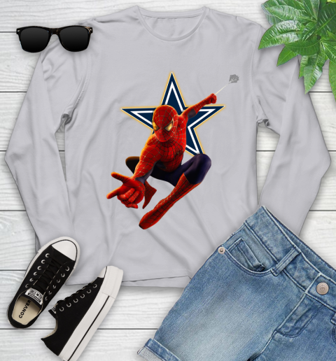 NFL Spider Man Avengers Endgame Football Dallas Cowboys Youth Long Sleeve 5