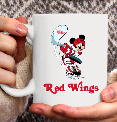 NHL Hockey Detroit Red Wings Cheerful Mickey Mouse Shirt Ceramic Mug 11oz 2