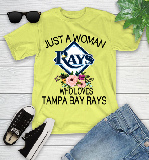 MLB Just A Woman Who Loves Tampa Bay Rays Baseball Sports Youth T-Shirt 5