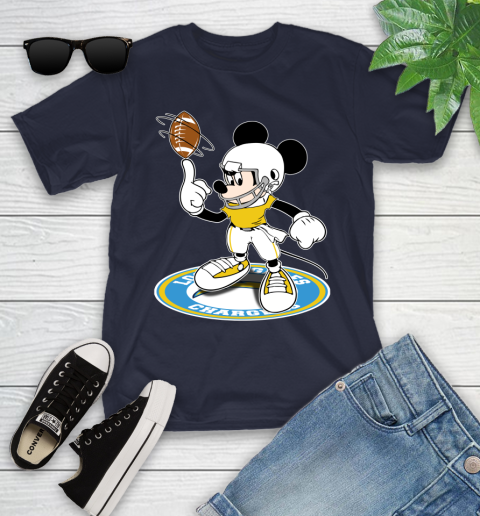 NFL Football Los Angeles Chargers Cheerful Mickey Disney Shirt Youth T-Shirt 3