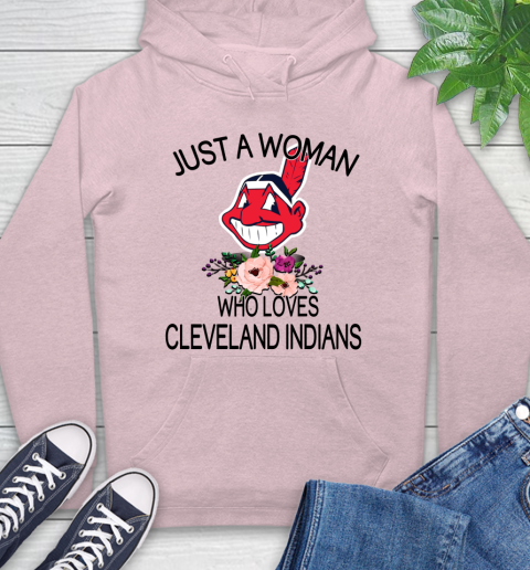 MLB Just A Woman Who Loves Cleveland Indians Baseball Sports Hoodie 7