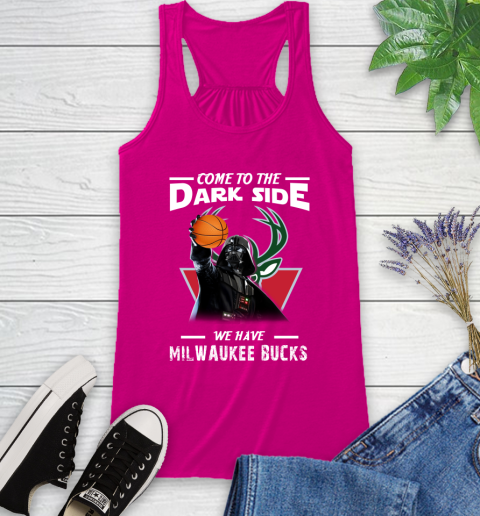 NBA Come To The Dark Side We Have Milwaukee Bucks Star Wars Darth Vader Basketball Racerback Tank 7