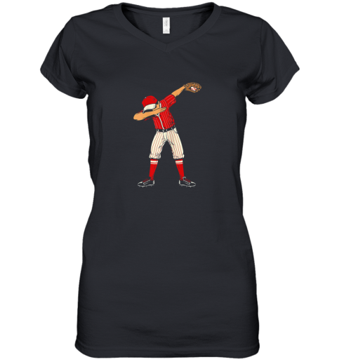 Dabbing Baseball Catcher Gift Shirt Kids, Men, Boys BZR Women's V-Neck T-Shirt