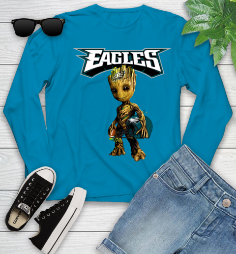 Philadelphia Eagles NFL Football Groot Marvel Guardians Of The Galaxy Youth Long Sleeve 7