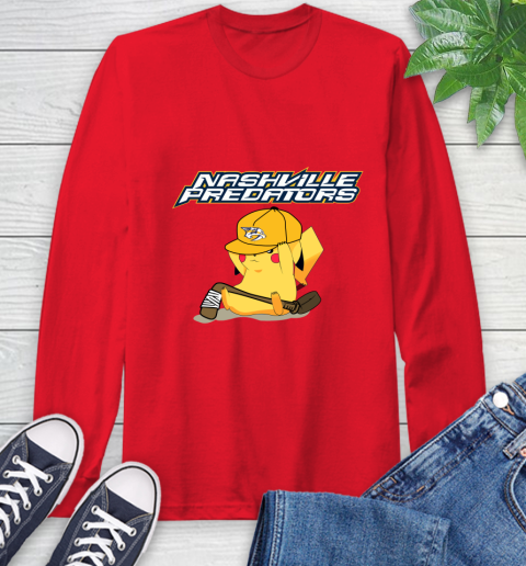 NHL Pikachu Hockey Sports Nashville Predators Long Sleeve T-Shirt 10