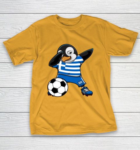 Dabbing Penguin Greece Soccer Fans Jersey Football Lovers T-Shirt 2