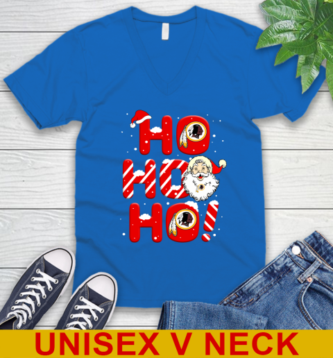 Washington Redskins NFL Football Ho Ho Ho Santa Claus Merry Christmas Shirt V-Neck T-Shirt 5